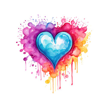 Color heart watercolor. Vector illustration design.