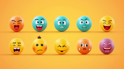 Obraz premium emoji illustration , different emotions. Different colored characters. Cartoon style.