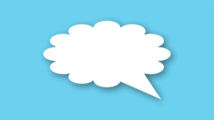 white speech bubble shape with light blue pastel background. space for text. abstract blank area for rill text of font.