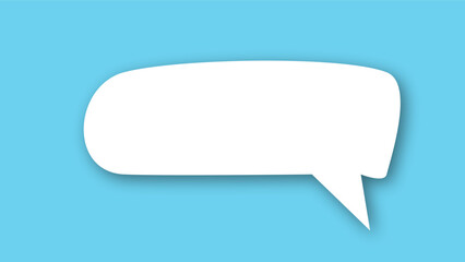 white speech bubble shape with light blue pastel background. space for text. abstract blank area for rill text of font.