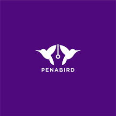 bird pen logo design two writer bird logo design