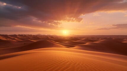 Fototapeta na wymiar Sunset in the desert with dunes
