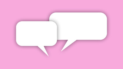 white speech bubble shape with purple pink pastel background. space for text. abstract blank area for rill text of font.