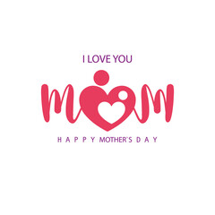 Mother's day greeting card. Vector banner. Symbols of love on white background
