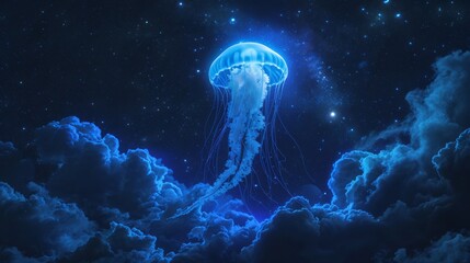 Blue Jellyfish Floating in the Sky, Mesmerizing Sight of an Unexpected Phenomenon