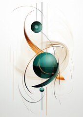Painting of a Ball and Lines – Minimalist Abstract Artwork on Canvas Showing a Ball Intersecting Lines