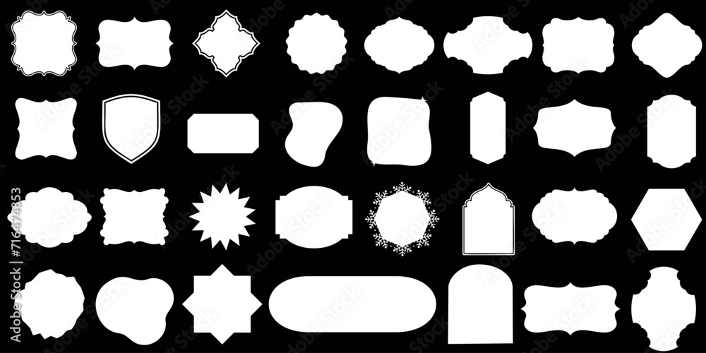 Canvas Prints frame vector set, white decorative frames borders. various shapes, designs, intricate patterns, clea