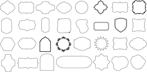 Vector set of various frames and borders, perfect for certificates, awards, documents. Editable, scalable, customizable designs in rectangle, oval, shield shapes