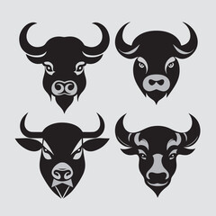 black and white bull icon