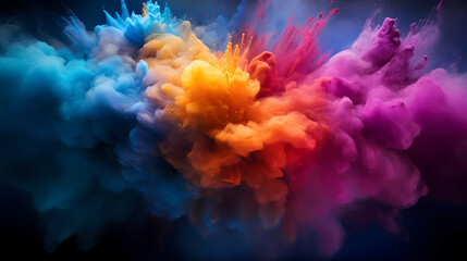 Obraz premium Dust explosion abstract background, Holi background