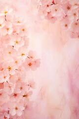 vertical abstract pink peach background with sakura flower fragments
