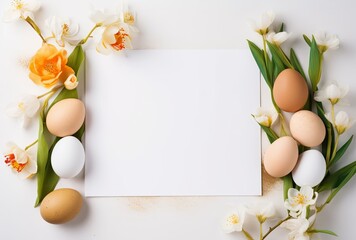 Naklejka na ściany i meble Blank white Easter paper for greeting messages