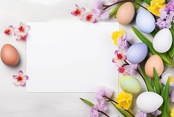 Fototapeta na wymiar Blank white Easter paper for greeting messages