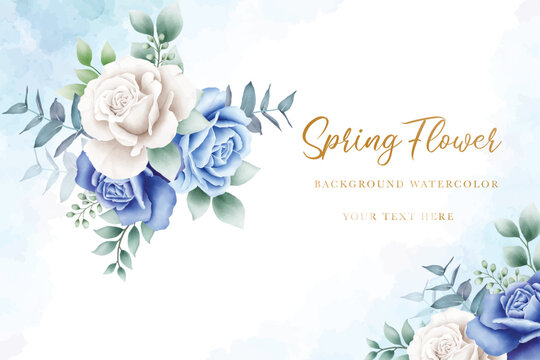 Luxury navy blue watercolor floral background

