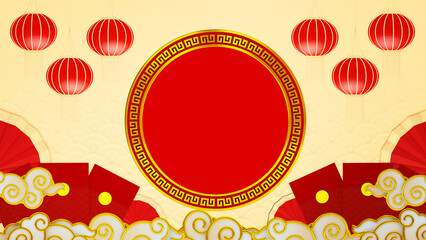 Happy chinese new year for space for message Isolated in background. 3D illustration, 3D rendering	
