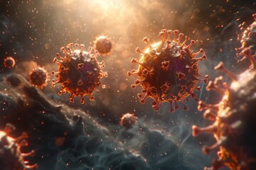 Fototapeta na wymiar Pandemic Pathogen: An Artistic Take on the Hypothetical Disease X Coronavirus