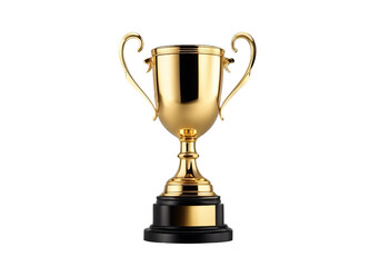 Fototapeta na wymiar Gold trophy award cup on isolated transparent background