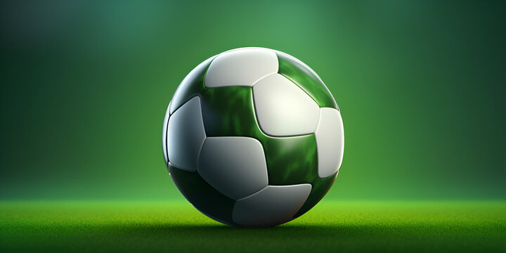 soccer ball on green grass, Soccer ball on green grass with bokeh background 3d rendering, 
