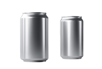 Set of 2 aluminium drink cans on isolated transparent background useful for mockup template
