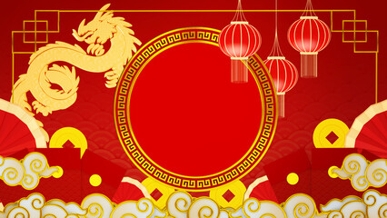 Happy chinese new year for space for message Isolated in background. 3D illustration, 3D rendering