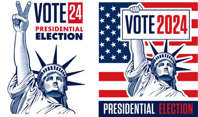 2024 United States Presidential Election - concept with Liberty Statue	 - 716483069