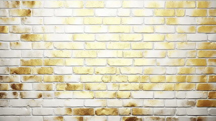 brick wall light white gold background, empty vintage wall surface, copy space