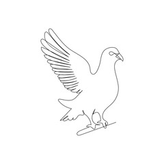 Pigeon continuous one line drawing outline vector illustration