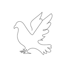 Pigeon continuous one line drawing outline vector illustration
