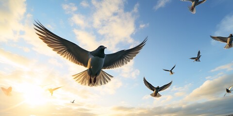 Obraz premium Birds in Flight , Healthy Ecosystem Stock Photography , birds, flight, healthy ecosystem, stock photography