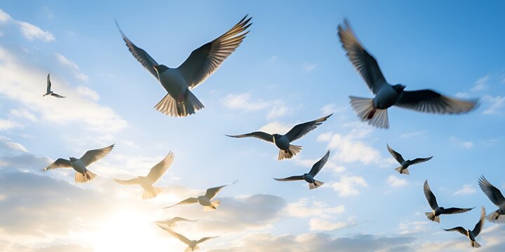Birds in Flight , Healthy Ecosystem Stock Photography , birds, flight, healthy ecosystem, stock photography