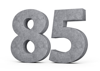 3d Concrete Number Eighty five Digit Made Of Grey Concrete Stone On White Background 3d Illustration