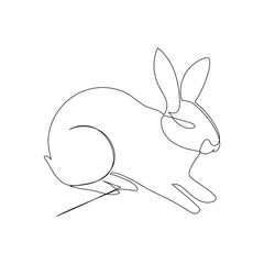 Rabbit continuous one line drawing outline vector illustration
