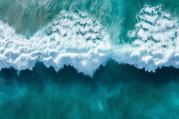 The powerful beauty of a white wave splashing in the tranquil turquoise sea