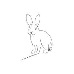 Rabbit continuous one line drawing outline vector illustration
