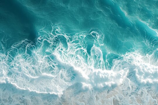 The powerful beauty of a white wave splashing in the tranquil turquoise sea © DK_2020