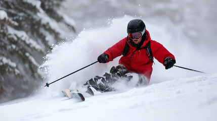Dynamic action shot of a ski instructor