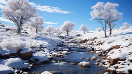 Snowy scenes white trees and clouds and blue sky UHD wallpaper