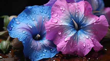 Beautiful purple flowers in the dew drops UHD wallpaper