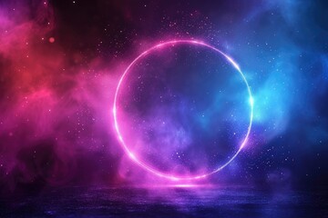 Geometric circle on dark background. Futuristic technology. Generative AI