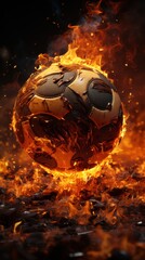 Soccer ball in fire UHD wallpaper