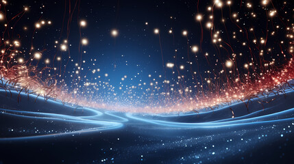 Fototapeta premium Glowing road speed lines, neon speed abstract background