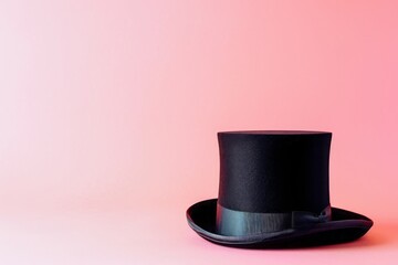 Top hat on pastel background with copy space