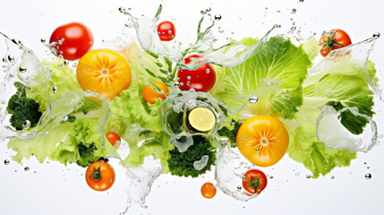 Vegetables pictures in style of kaleidoscope art on white background. Elegant art of vegetables. 