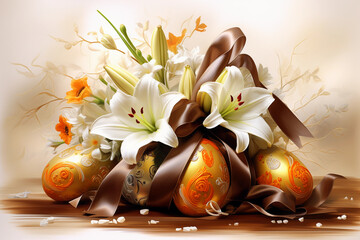 chocolate easter eggs with flowers