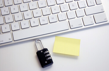 Computer keyboard with padlock. Online Security. E commerce security