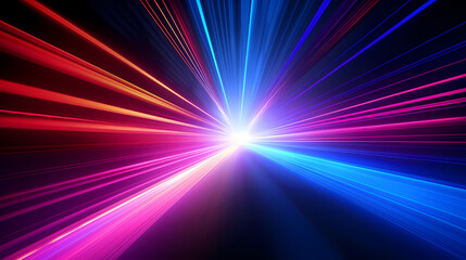 Obraz premium Glowing road speed lines, neon speed abstract background