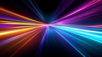 Glowing road speed lines, neon speed abstract background