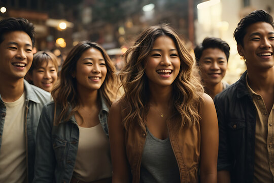 Group Of People Standing Together In A Crowd At An Outdoor Event. Generative AI.