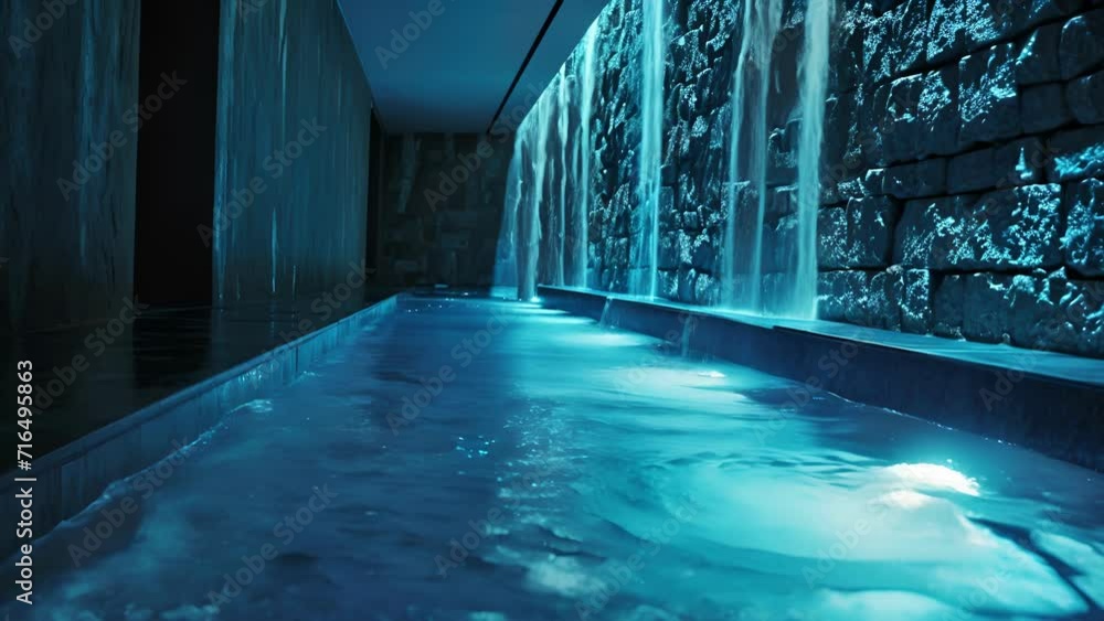 Poster the pools deep blue color acts as a powerful visual aid, helping to focus and guide meditators into 