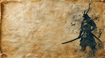 Minimalist Graphic Sketch of a Samurai with Room for Text